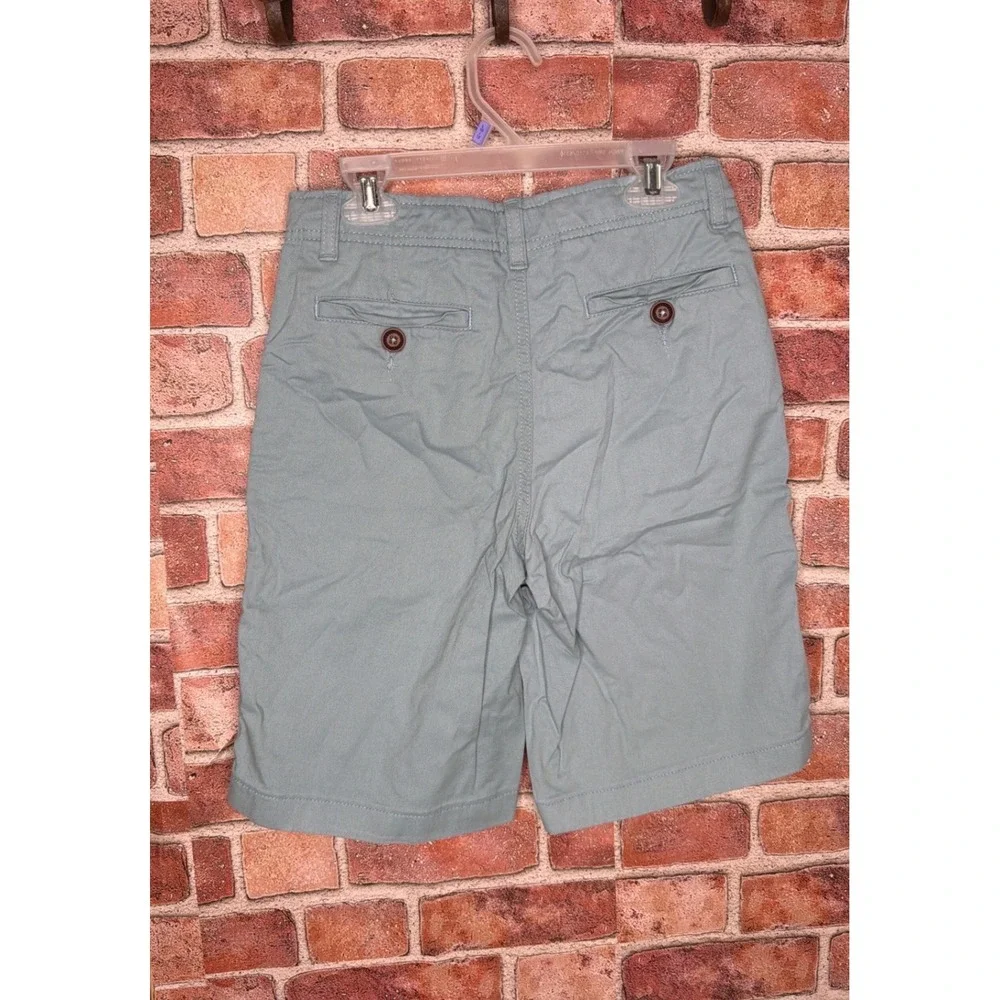 True Craft Boys Chino Shorts Size 14 Light Blue Grey Flat Front Cotton Twill